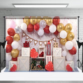 Aperturee - Aperturee Red Gold Love Valentines Day Photography Backdrop